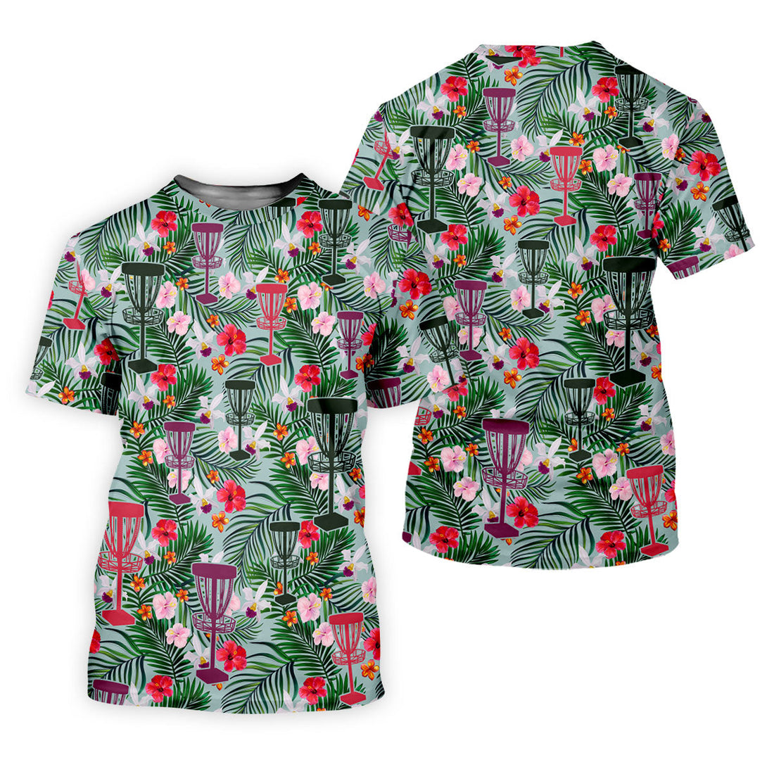 Tropical Disc Golf Basket Floral Polo Shirt, Golf Shirts For Women, Women’s Golf Polo