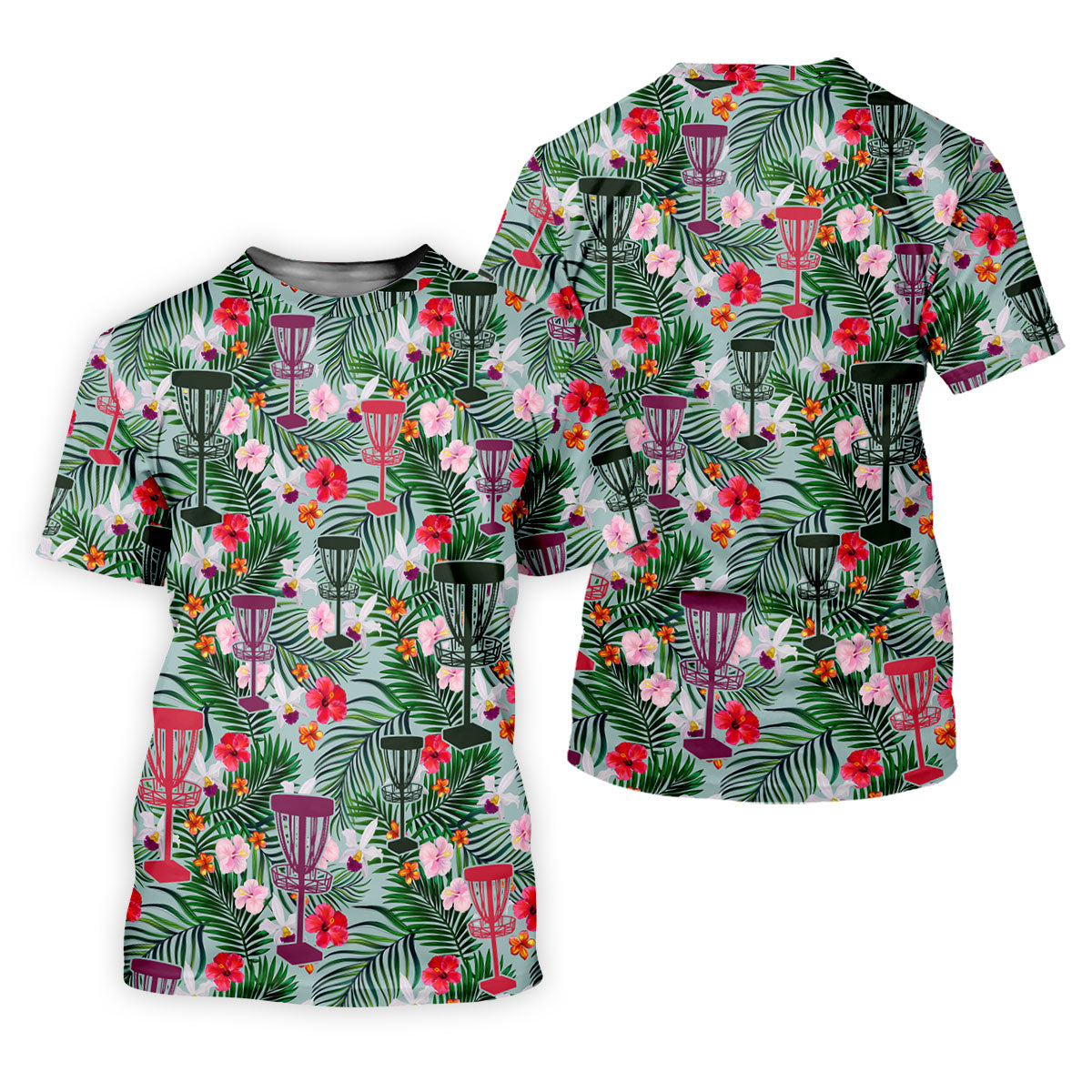 Tropical Disc Golf Basket Floral Polo Shirt, Golf Shirts For Women, Women’s Golf Polo