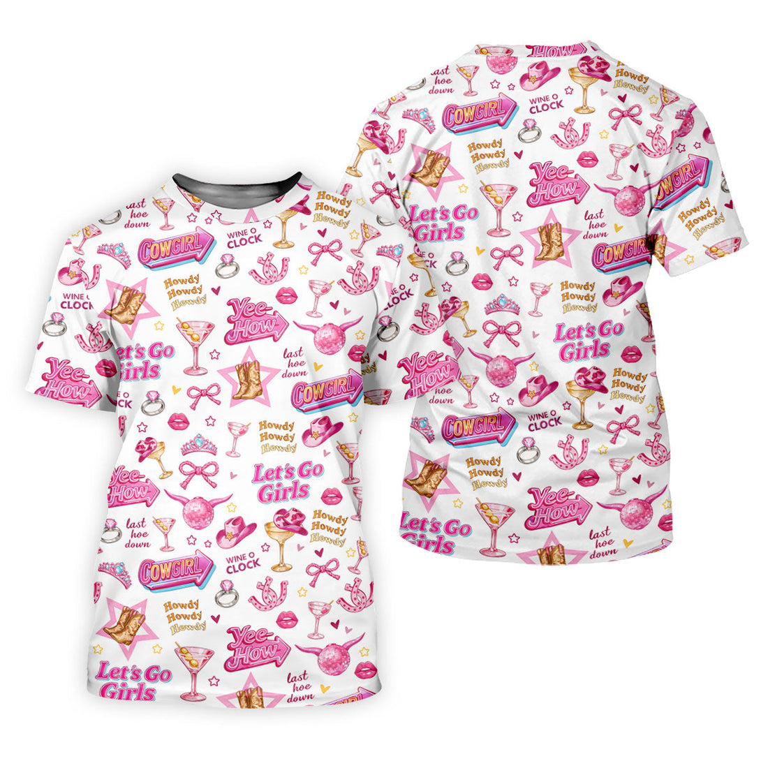 Pink Cowgirl Western Party Icons Golf Polo Shirt, Golf Shirts For Women, Ladies Golf Shirt