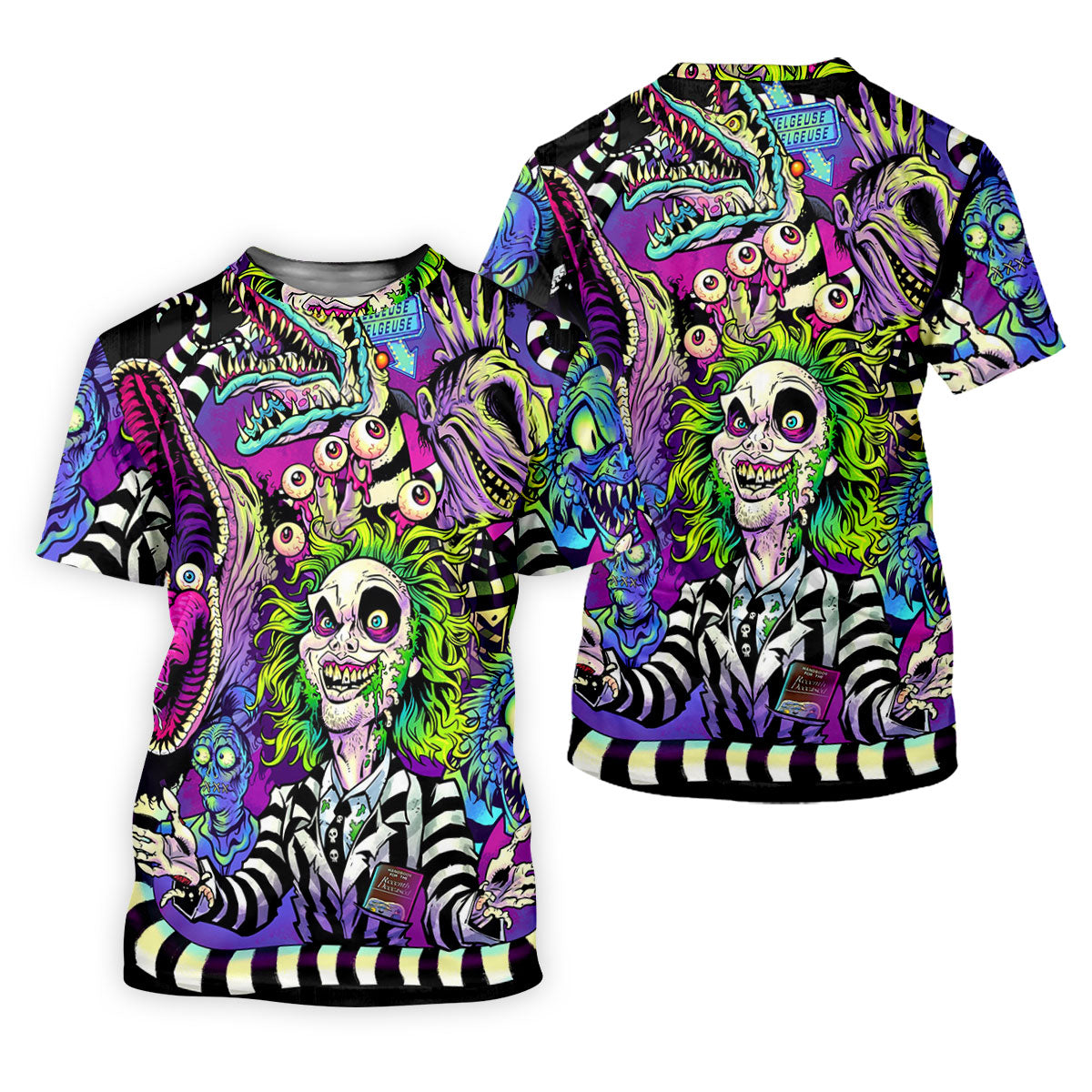 Neon Horror Character Monster Collage Golf Polo Shirt, Ladies Golf Shirts, Hawaiian Golf Shirt