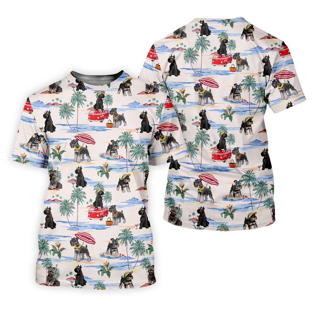 Schnauzer Beach Vacation Tropical Golf Polo Shirt, Golf Shirts For Women, Women’s Golf Apparel
