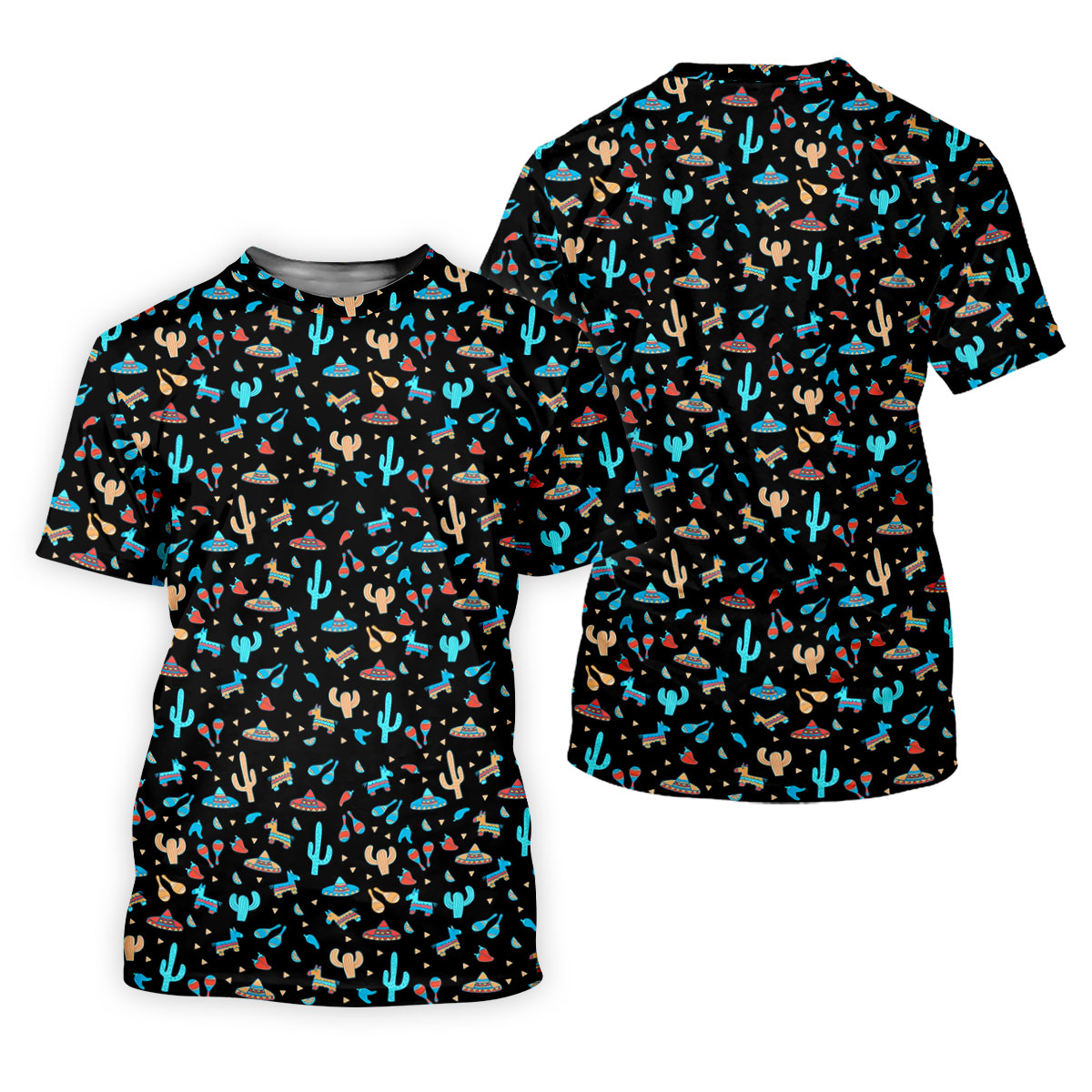Blue And Beige Cacti Mini Pinatas Cinco De Mayo Celebration Fiesta Themed Golf Shirt For Women