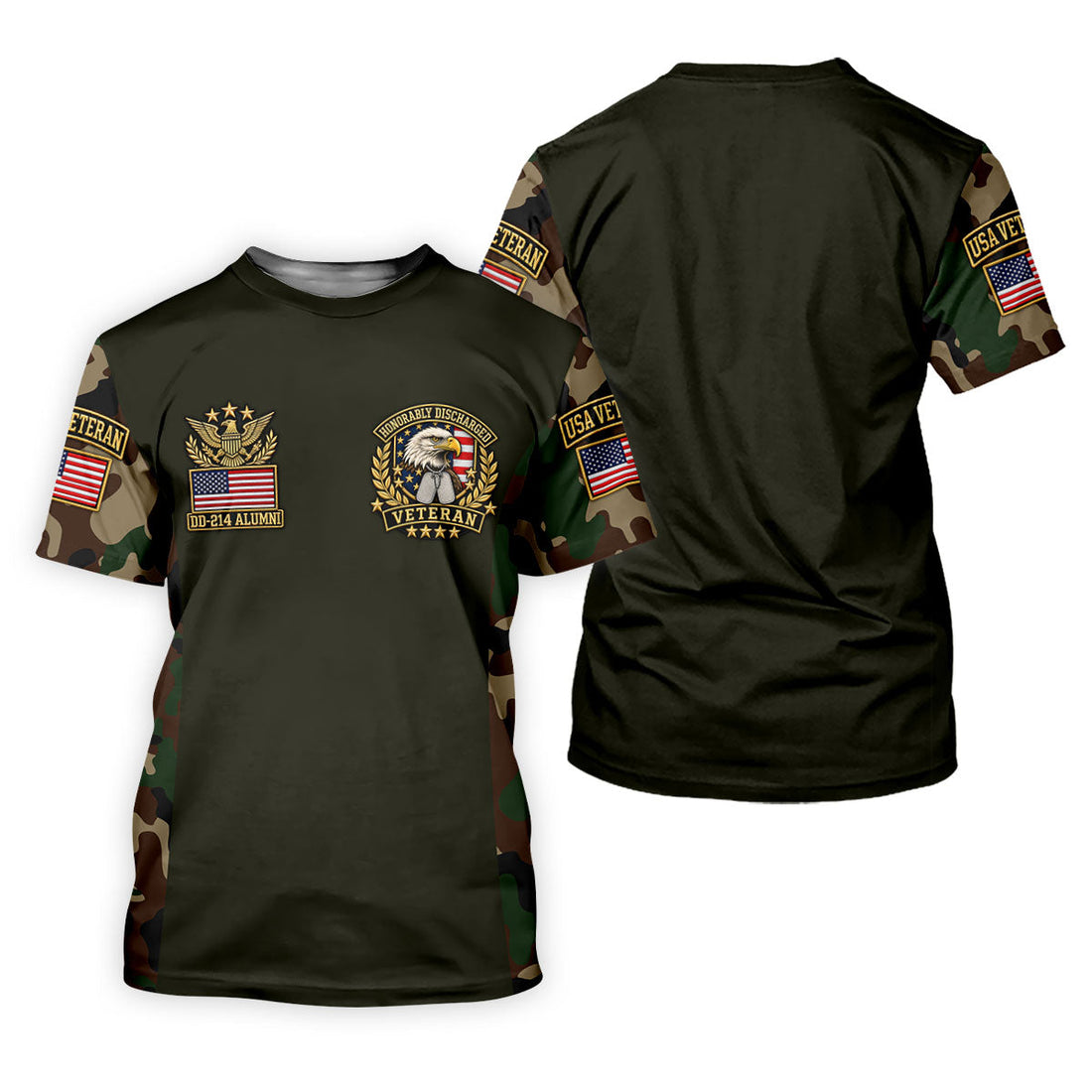 DD-214 Eagle Badge Olive Camo Polo Shirt, Women Golf Tops, Veterans Day Golf Shirt