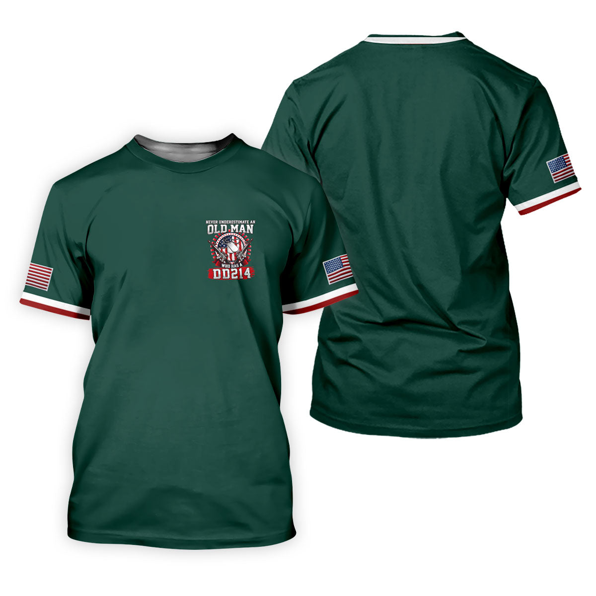 Never Underestimate An Old Man Who Was A DD214 Veterans Golf Shirts For Men, 250 Years Patriotic Golf Shirt