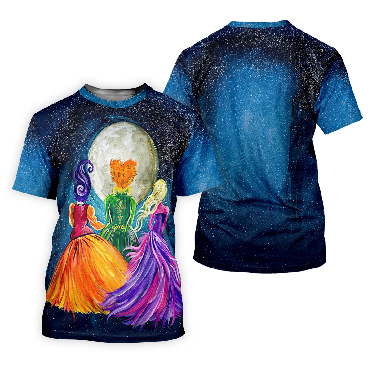 Moonlit Witch Sisters Halloween Polo Shirt, Golf Polo Shirts For Men, Mens Golf Apparel