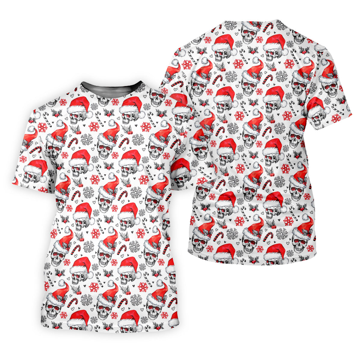 Skull Christmas Golf Tops For Men, Funny Horror Polo Shirts For Men, Christmas Golf Shirt, Golfing Apparel