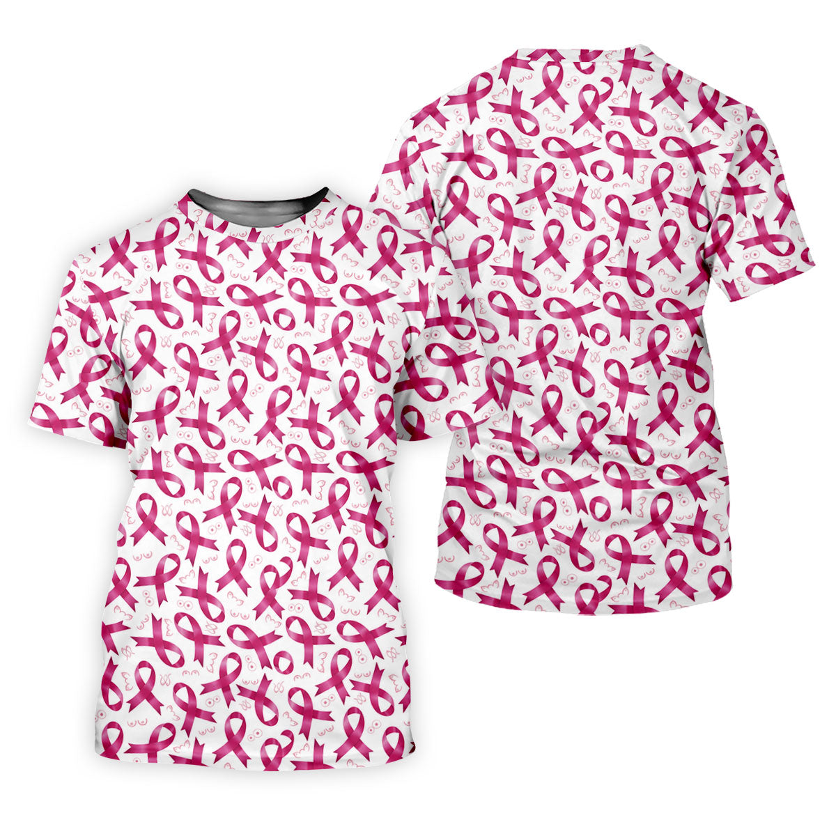 Glossy Pink Ribbon Breast Cancer Polo Shirt, Women’s Golf Polo, Ladies Golf Shirts