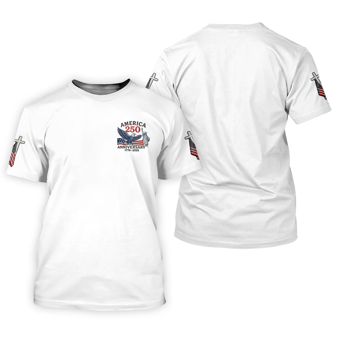 Faith Cross Bald Eagle America 250 Anniversary Patriotic Golf Shirt, Golf Shirt For Women