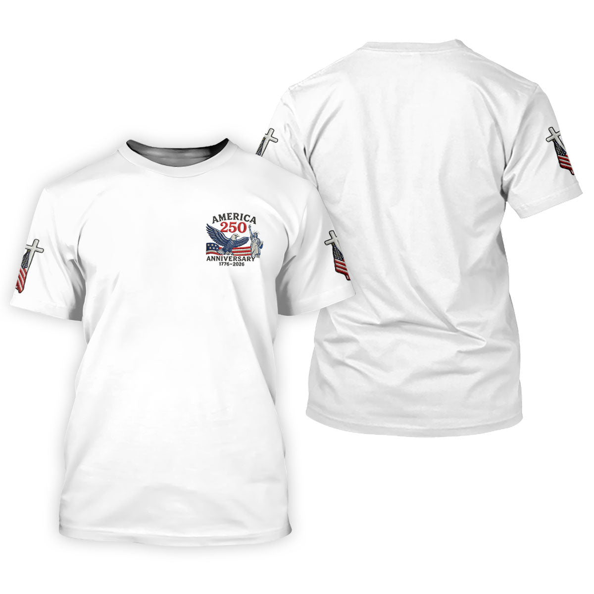 Faith Cross Bald Eagle America 250 Anniversary Patriotic Golf Shirt, Golf Shirt For Women