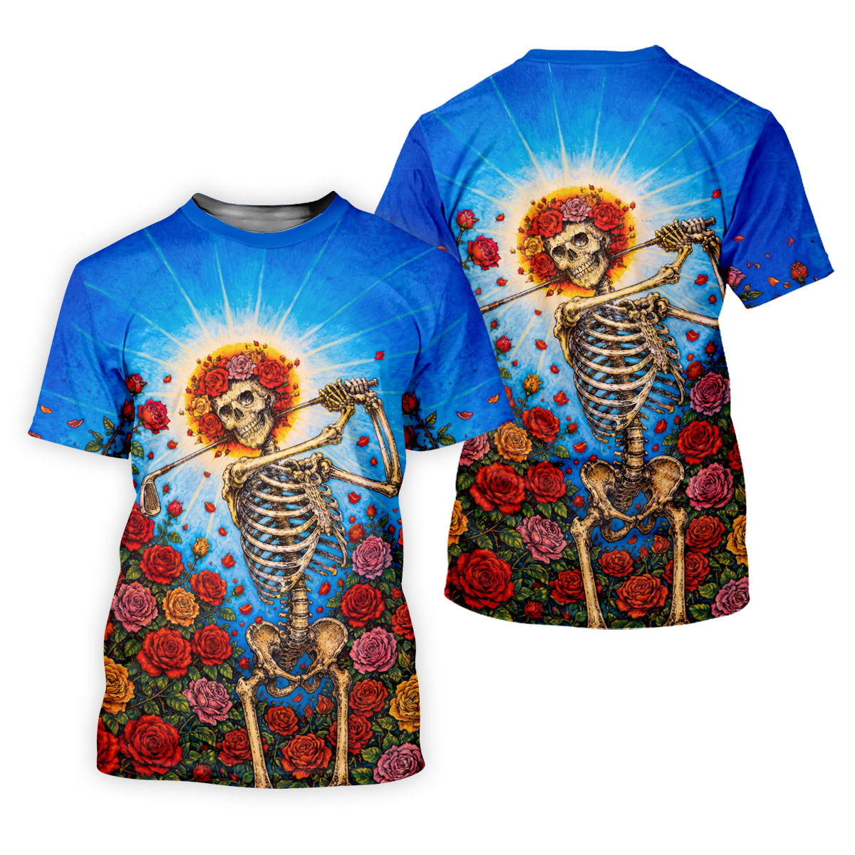 Skeleton Blowing Golf Club Halloween Polo Shirt, Women’s Golf Polo, Ladies Golf Top