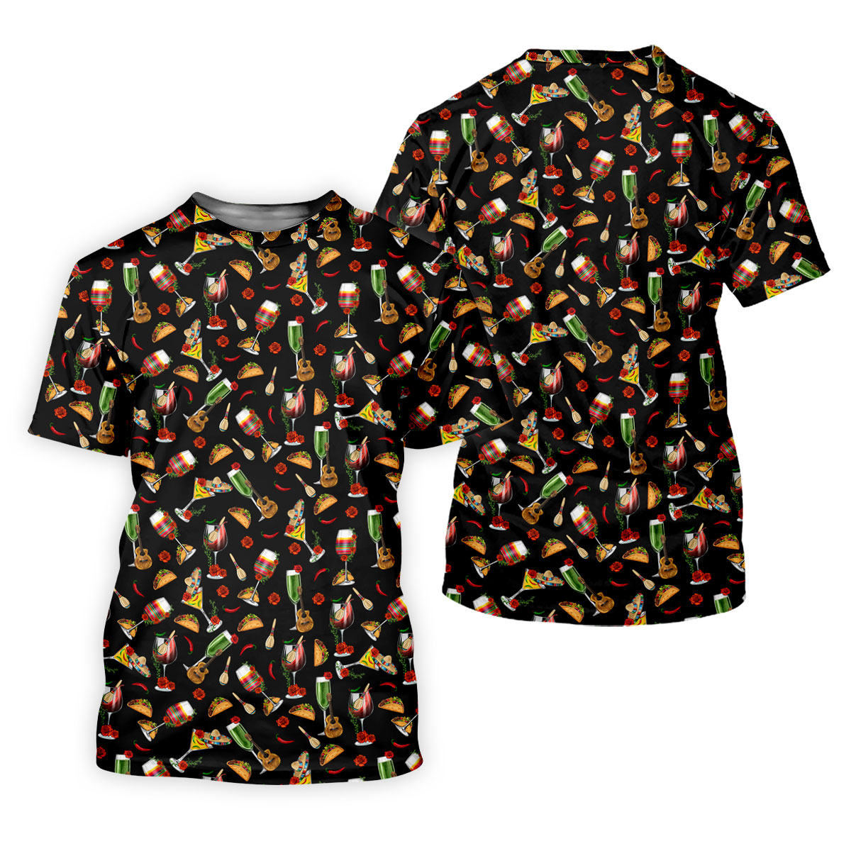 Traditional Mexican Taco And Wine Ladies Golf Tops, Cinco De Mayo Celebration Golf Shirt For Women