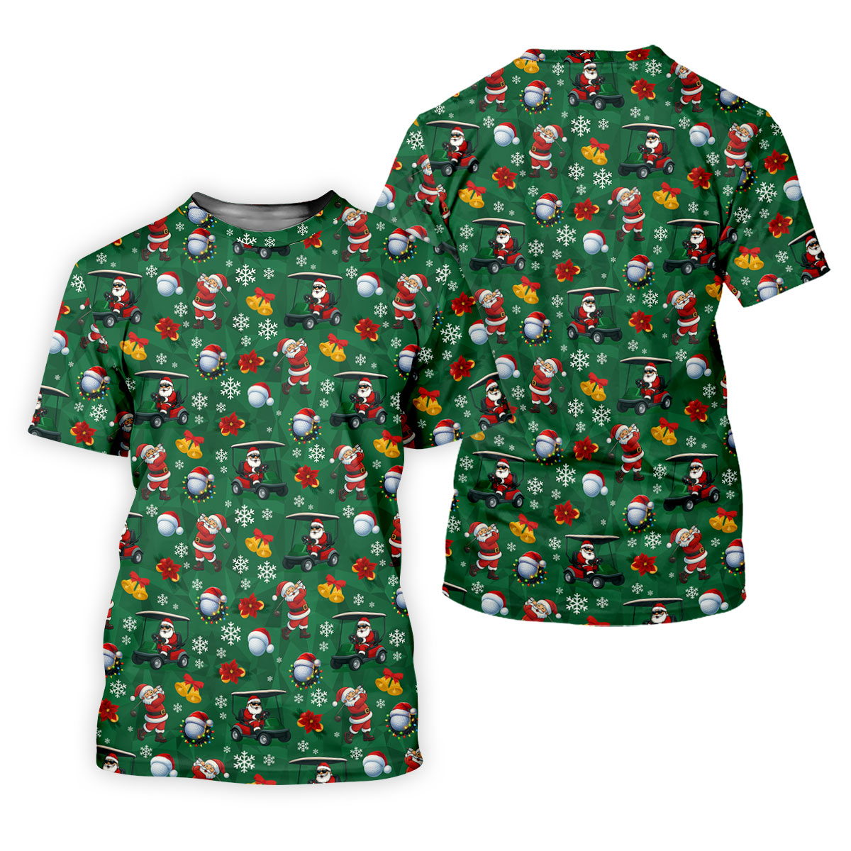 Santa Christmas Green Golf Polo, Fun Men's Golf Polos, Christmas Golf Shirt, Golf Shirts For Men