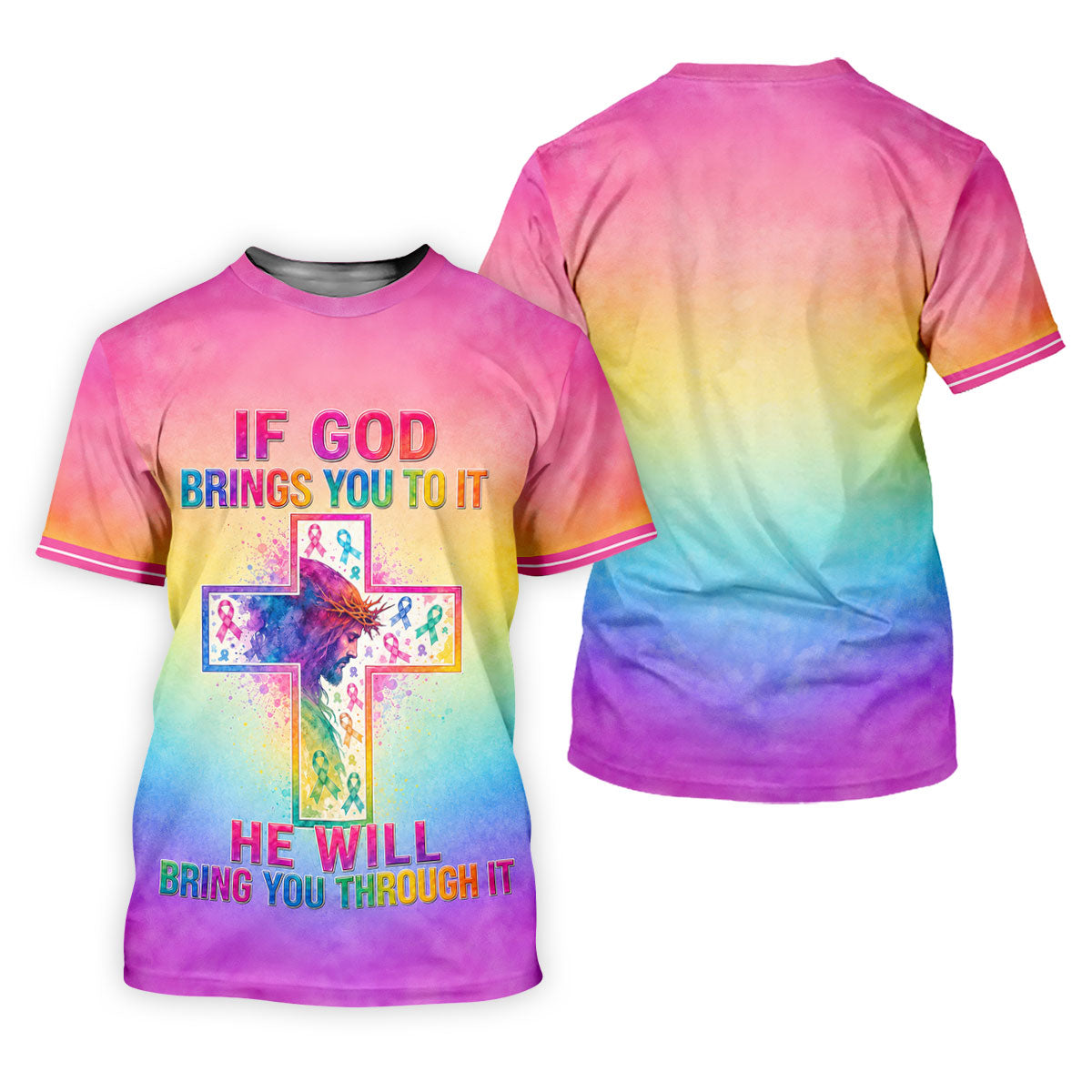 If God Brings You To It Cancer Cross Polo Shirt, Mens Golf Polo, Golf Apparel For Men