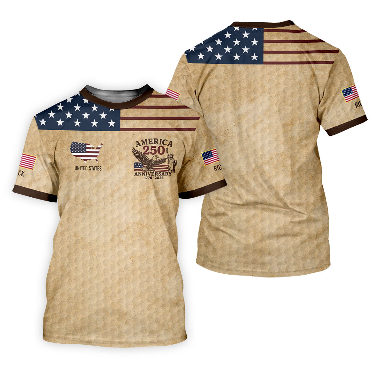 America 250 US Flag Pattern Retro Golf Shirt, Patriotic 4th Of July Golf Shirt For Women
