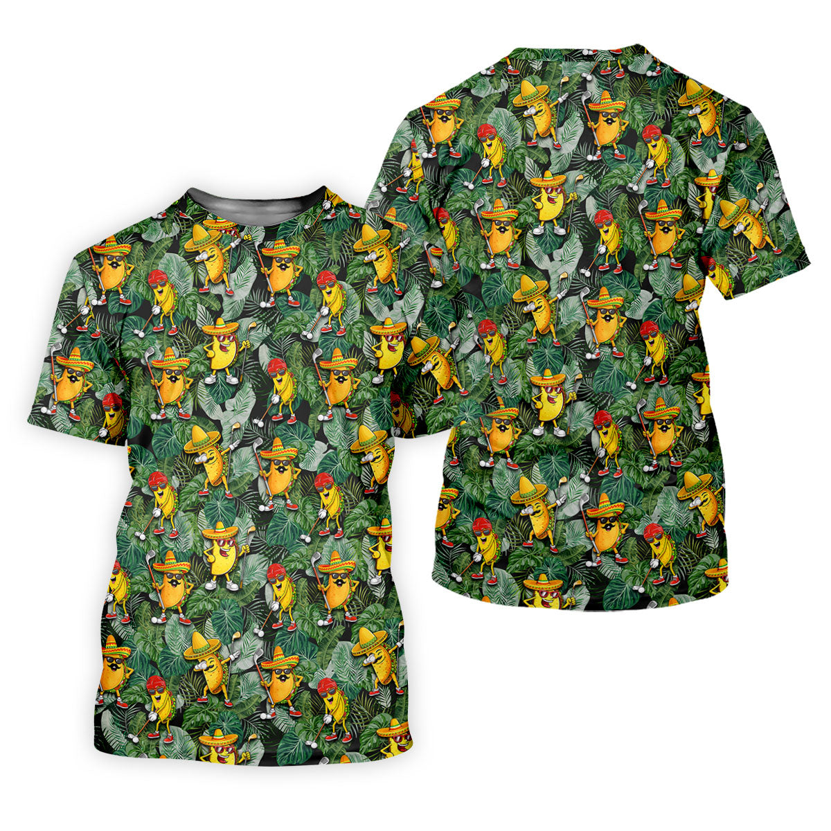 Funny Taco Golf Pose Tropical Men's Polo Shirt, Cinco De Mayo Fiesta Golf Shirt, Golf Shirts For Men