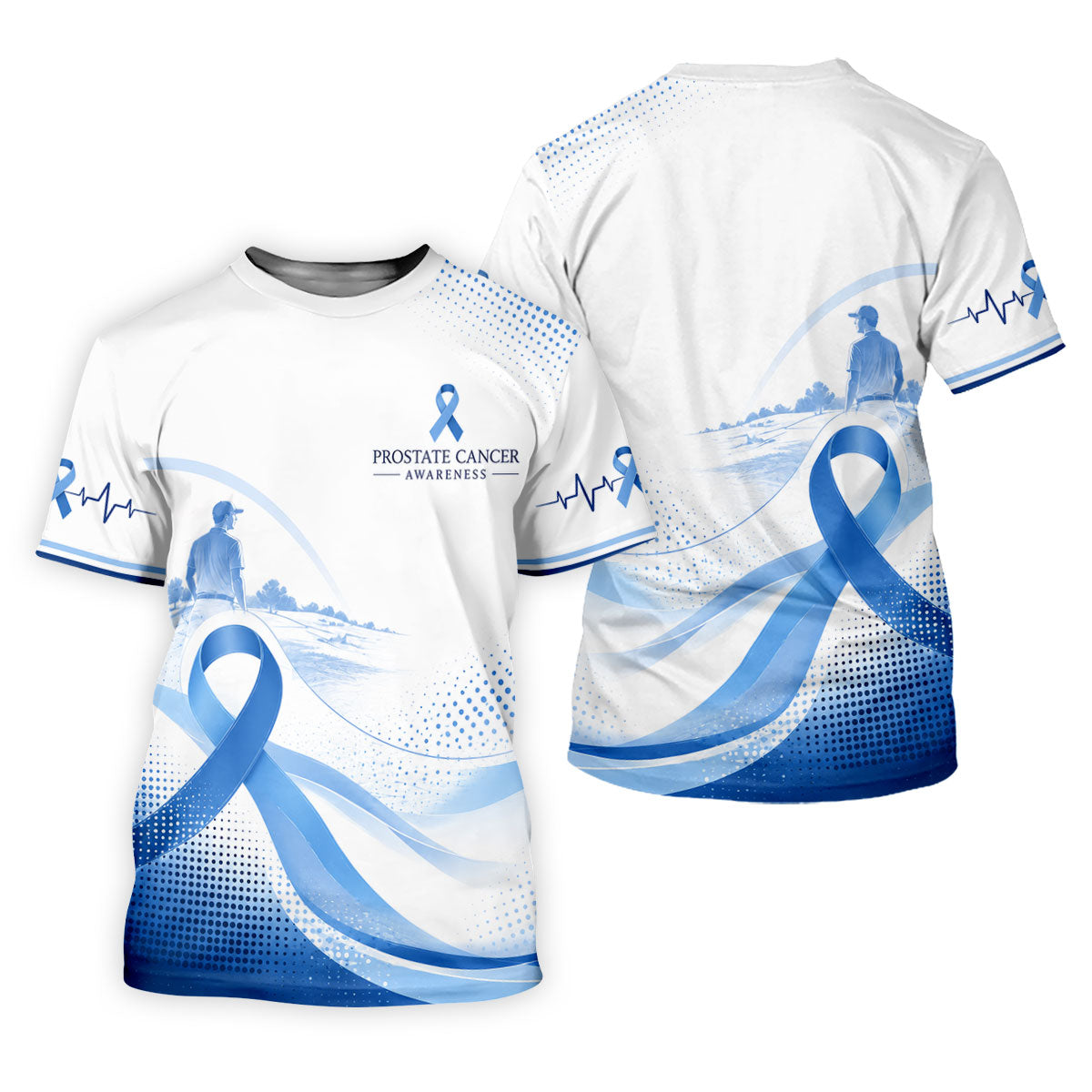 Blue Ribbon Golfer Prostate Cancer Awareness Polo Shirt, Golf Shirts For Men