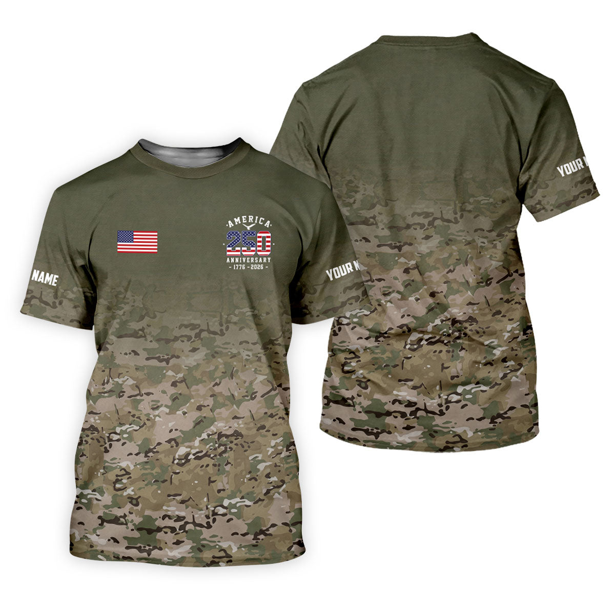 Custom America 250 Military Camo Golf Polo Shirt, Ladies Golf Shirts, Women's Golf Polo