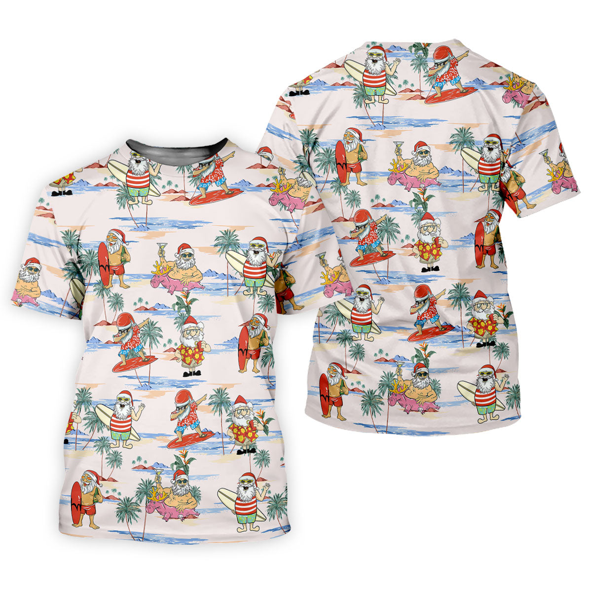 Funny Tropical Santa Christmas Golf Shirt, Women's Golf Tops, Hawaiian Golf Shirt, Printed Golf Shirt