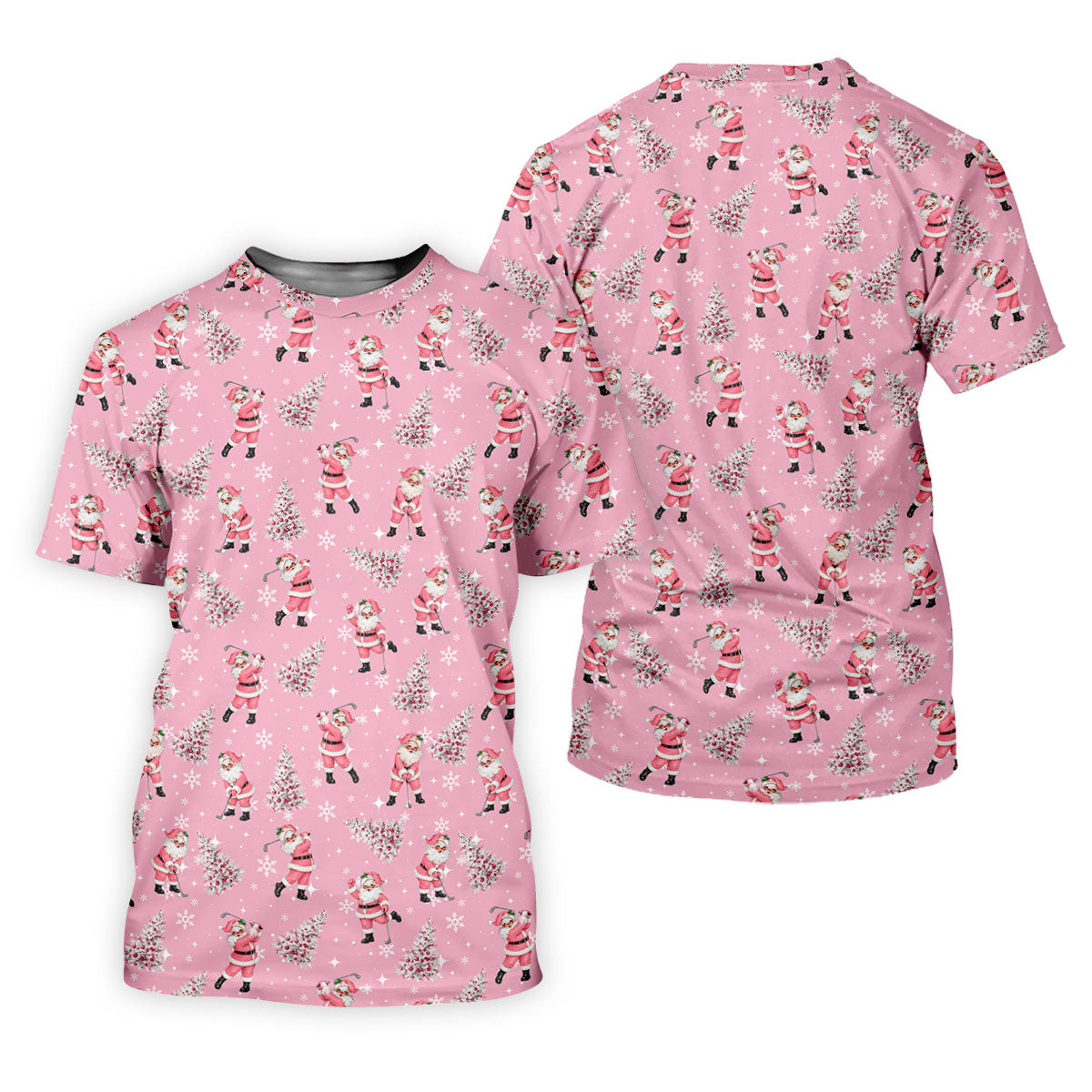 Funny Pink Santa Golfer Christmas Golf Shirt, Mens Golf Shirts, Polo Shirts For Men