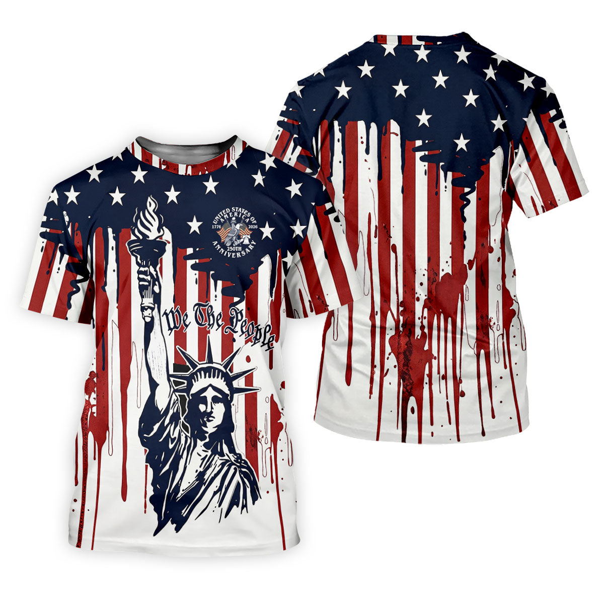 We The People 250 Years Statue Of Liberty And Flag Pattern Patriotic Golf Shirt, Golf Shirt For Women