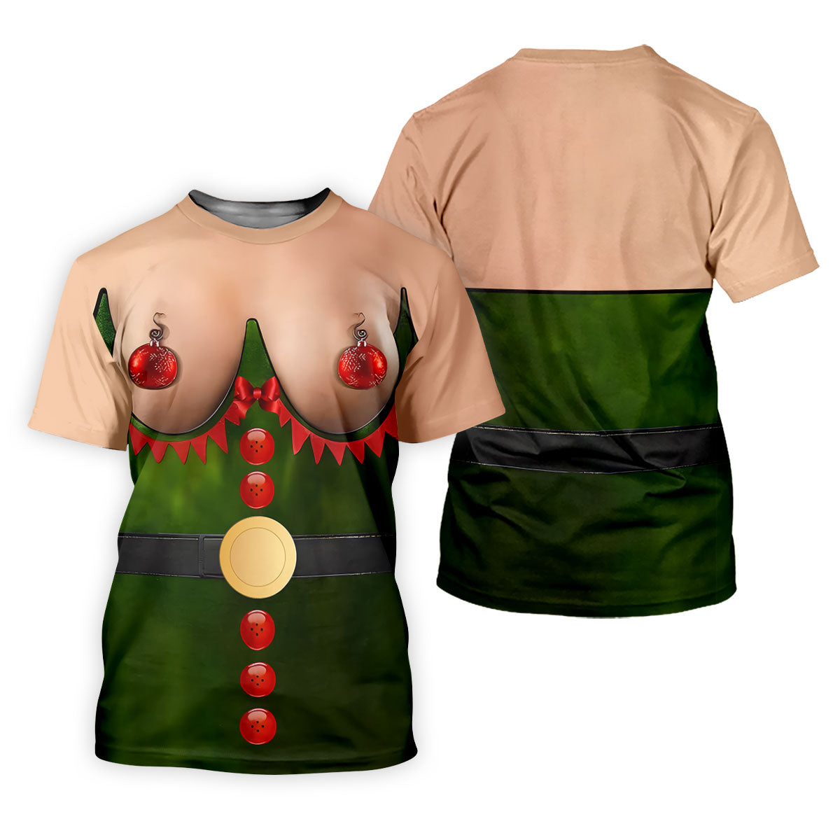 Funny Naughty Elf Costume Men's Golf Shirt, Ugly Christmas Shirt, Christmas Golf Shirt