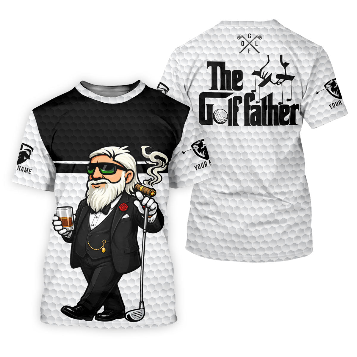 The Golf Father Golf Man Golf Ball Pattern Funny Golf Shirts, Father's Day Golf Shirt, Golf Gift For Dad