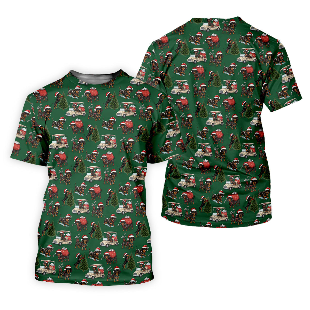 Dachshund Christmas Green Golf Shirt, Christmas Golf Shirt, Golf Tops For Men, Polo Shirts For Men