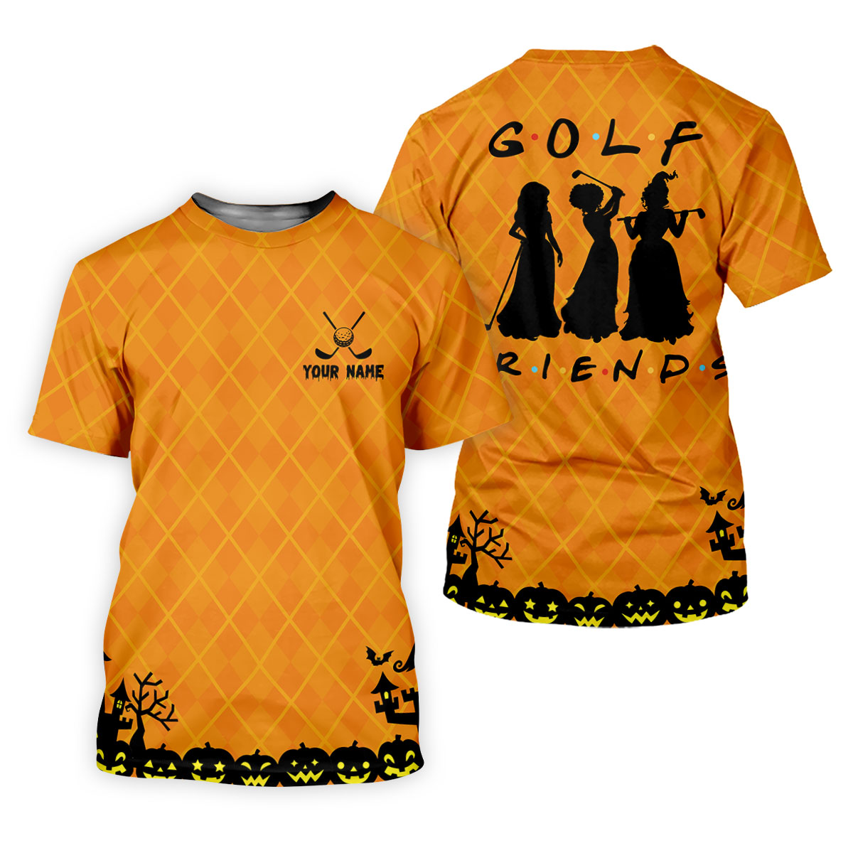 Your Name Golf Friends Horror Character Polo Shirt, Polo Shirts For Men, Halloween Shirt