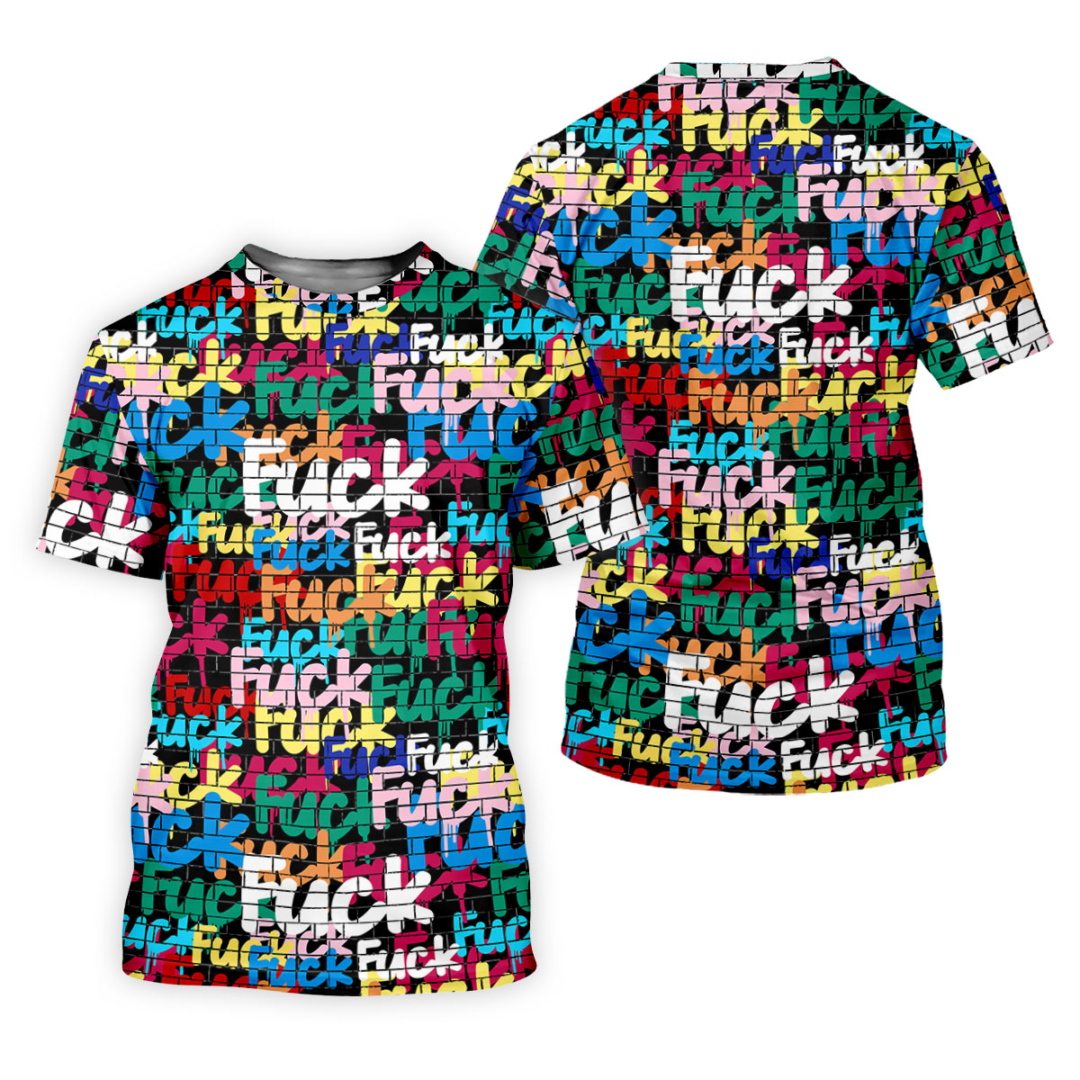 Bold Colorful Fuck Graffiti Typography Golf Shirt, Men's Golf Shirt, Golf Apparel For Men