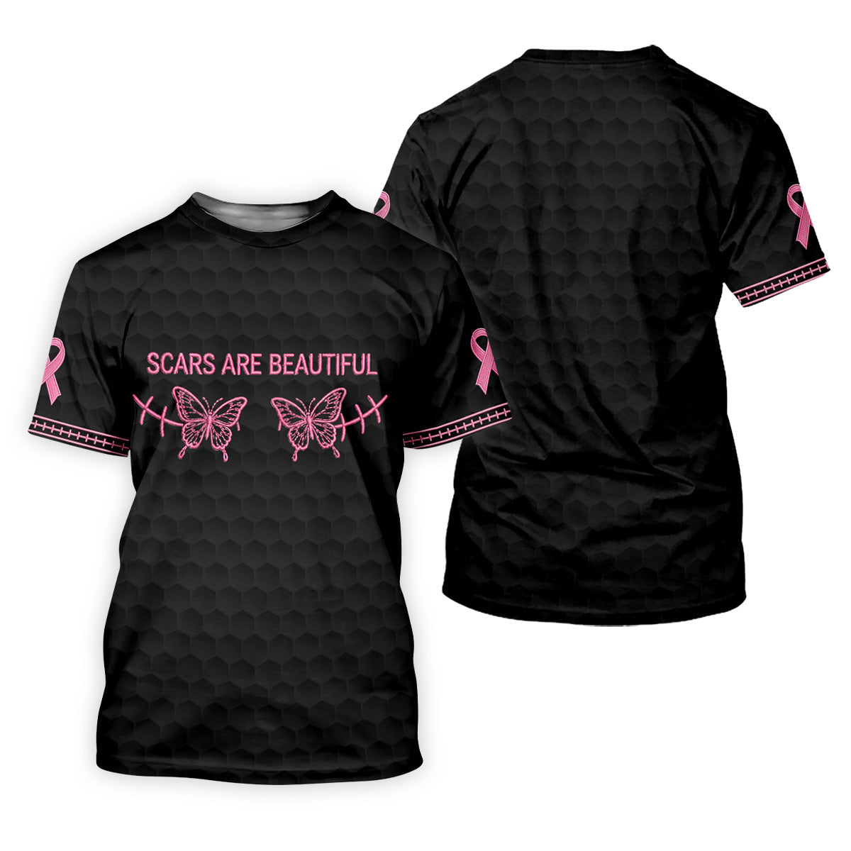 Scars Are Beautiful Ribbon Breast Cancer Polo Shirt, Womens Golf Tops, Ladies Golf Shirts