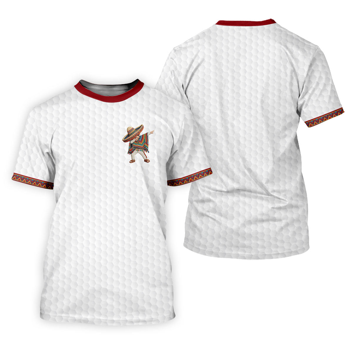 Cinco De Mayo Celebration Golf Ball Pattern White Golf Shirt, Polo Shirts For Men