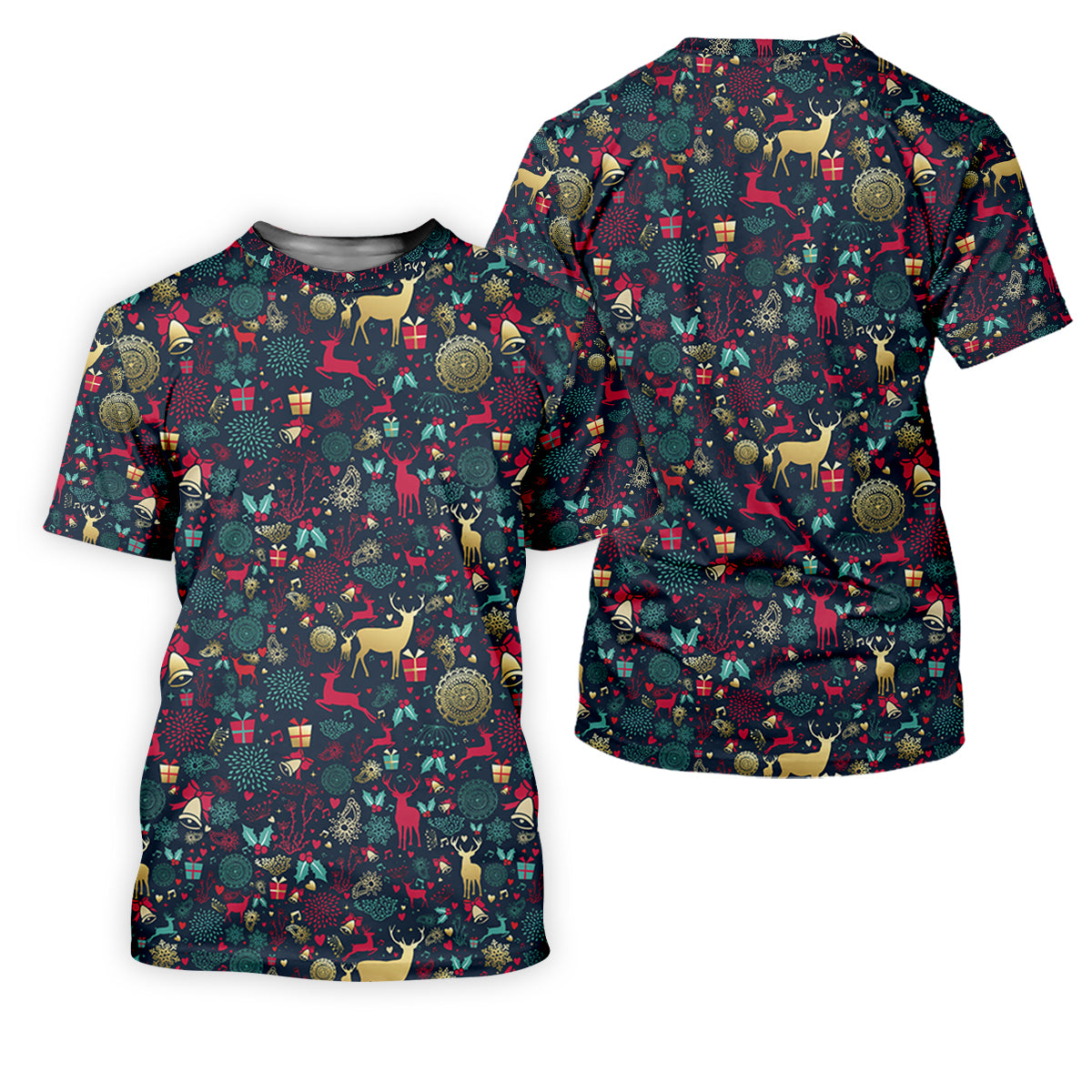 Vintage Reindeer Bell Dark Navy Christmas Golf Tops For Women, Gift Christmas Golf Shirt Polos, Ladies Golf Apparel