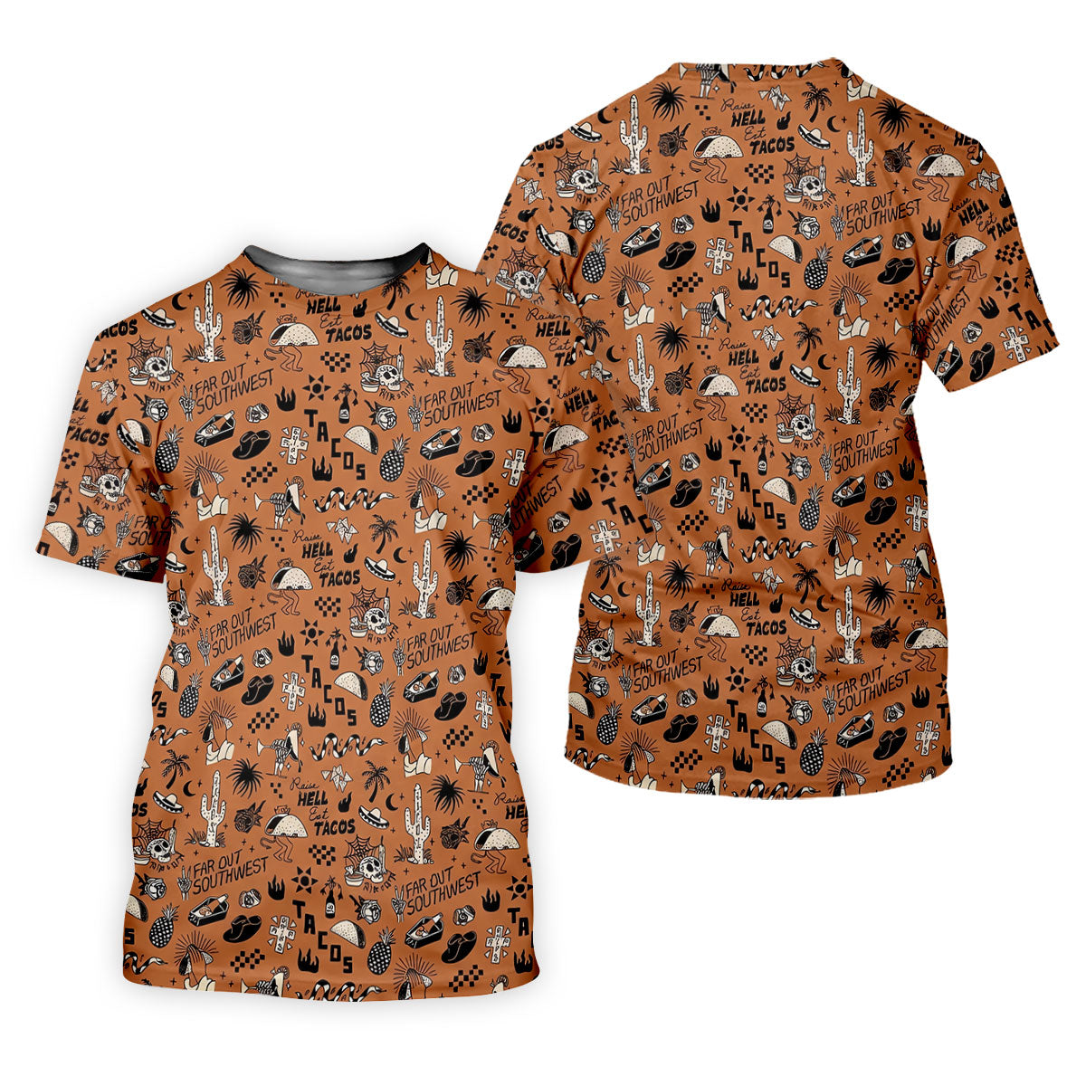 Southwest Desert Taco Skull Pattern Hawaiian Golf Shirt, Golf Tops For Women, Performance Golf Shirt