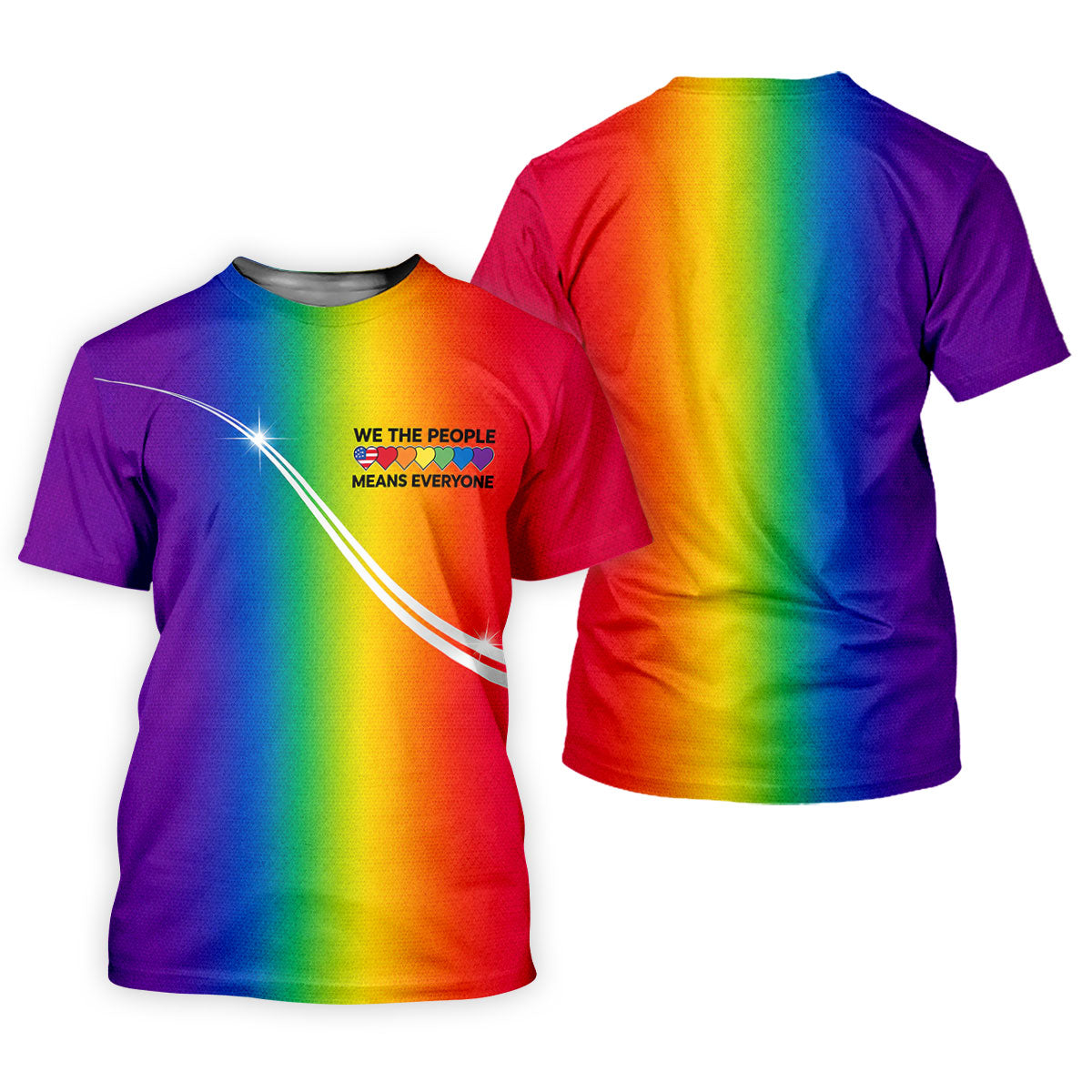 We The People Means Everyone LGBT Rainbow Gradient Ladies Golf Tops, Pride Month Golf Shirt For Women