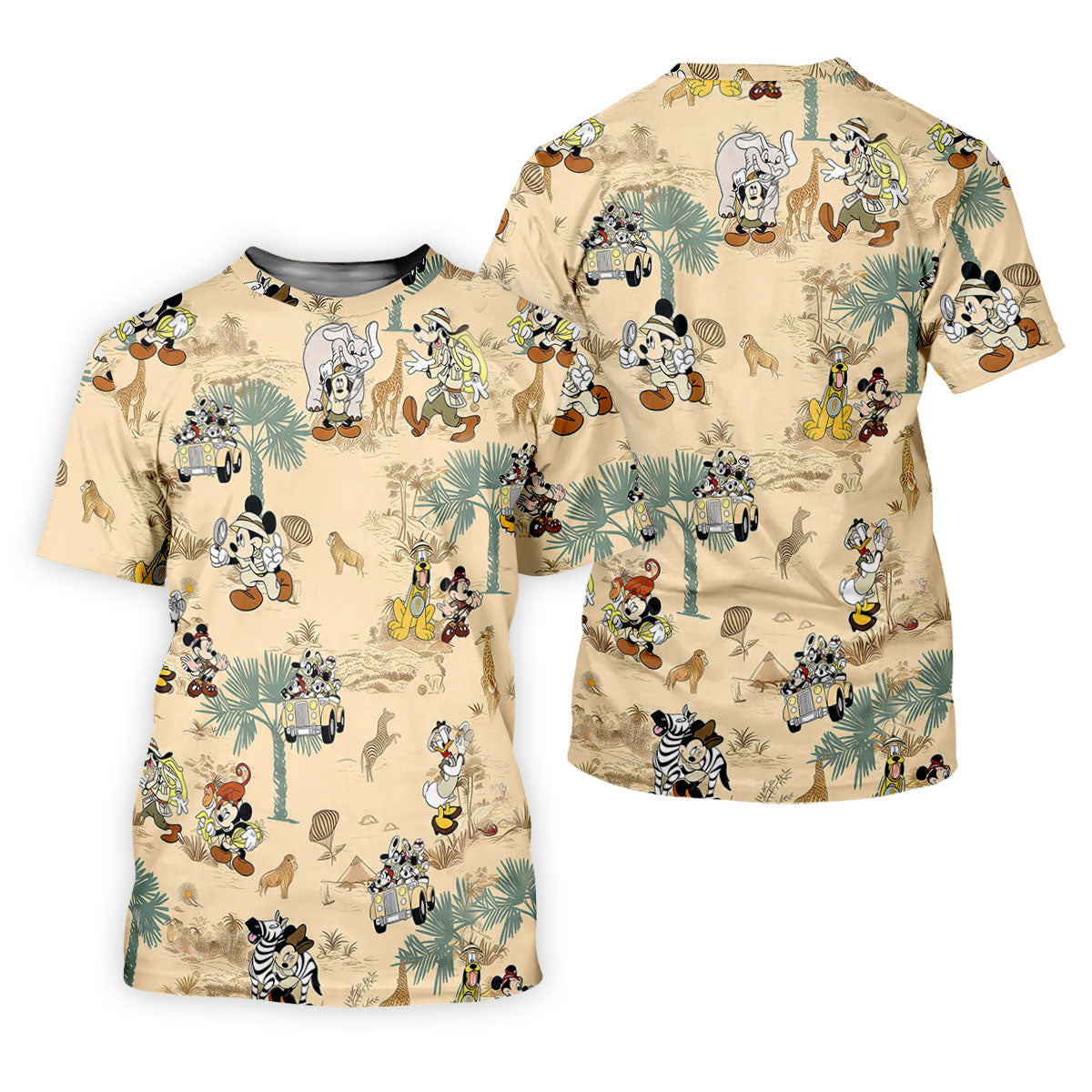 Safari Adventure Cartoon Pattern Golf Polo Shirt, Golf Shirts For Women, Women’s Golf Polo