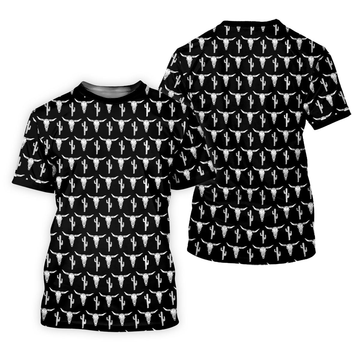 Longhorn Cow Skull Western Theme Black Golf Tops For Men, Polo Shirts For Men, Golf Shirts For Men