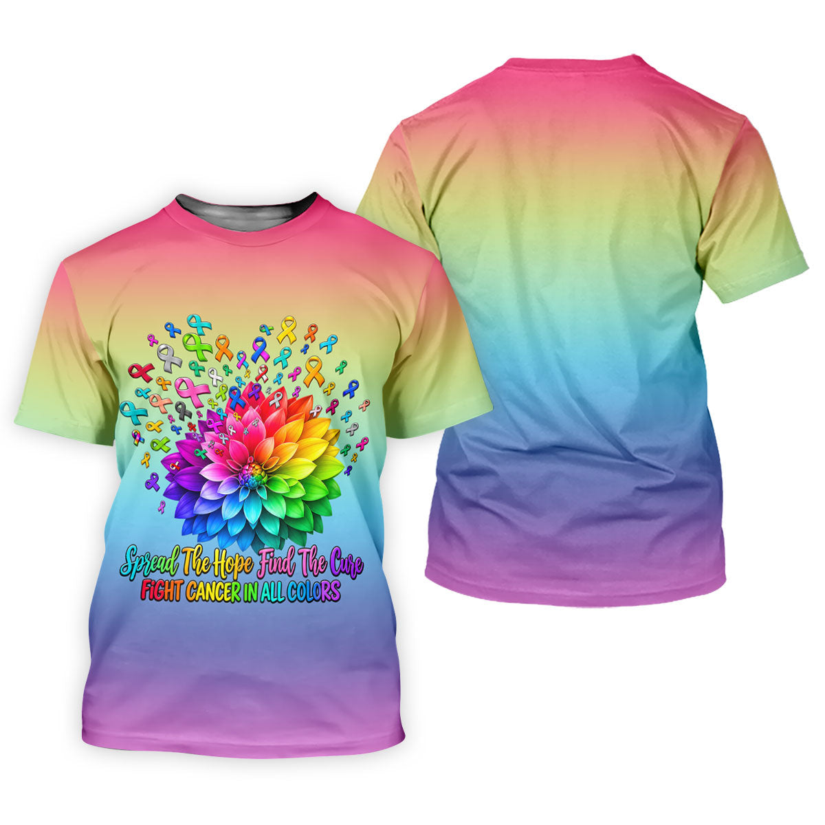 Spread Hope Find The Cure Rainbow Cancer Polo Shirt, Women's Golf Polo, Ladies Golf Top