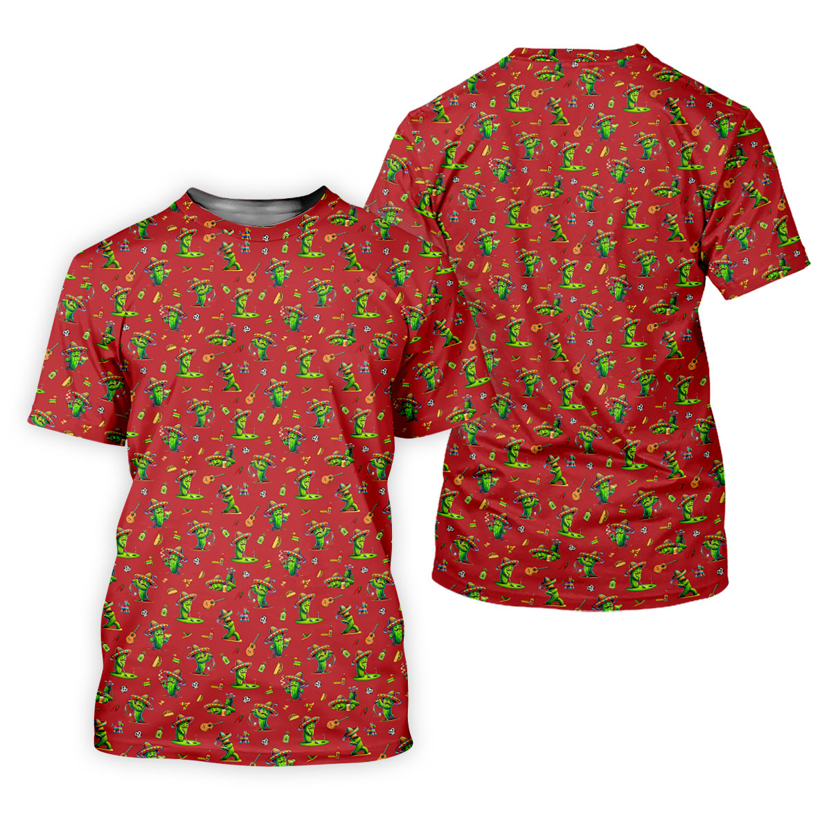 Cartoon Mustach Funny Cactus Cinco De Mayo Celebration Fiesta Themed Red Golf Shirt For Women