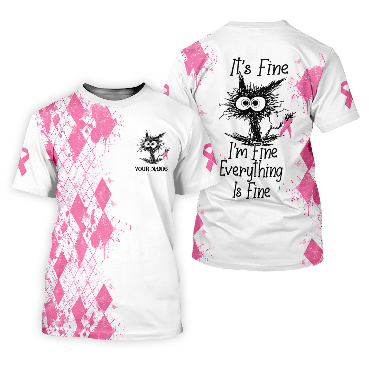 Custom Im Fine Everything Is Fine Breast Cancer Polo Shirt, Mens Golf Shirts, Mens Polo Shirts