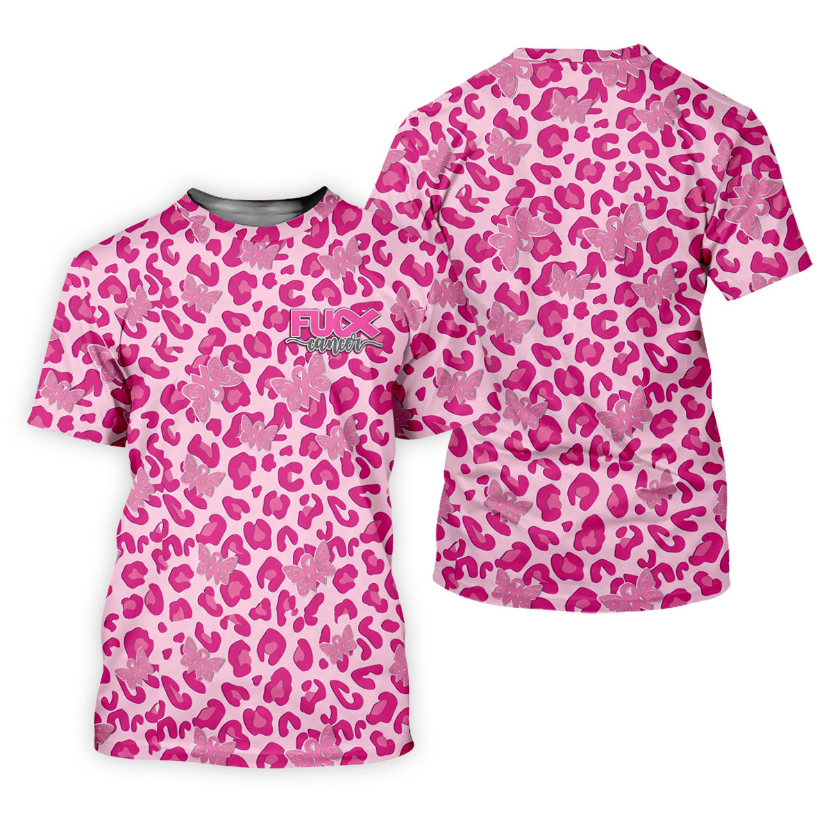 F*ck Cancer Leopard Butterfly Breast Cancer Polo Shirt, Men's Golf Shirt, Mens Golf Polo