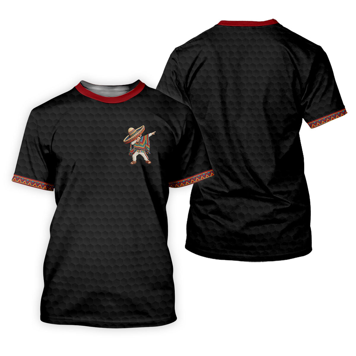 Cinco De Mayo Celebration Golf Ball Pattern Black Golf Shirt, Polo Shirts For Men