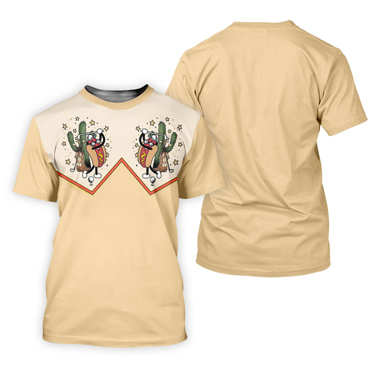 Funny Golf Hot Dog Western Polo Shirt, Mens Golf Shirts, Printed Golf Shirts