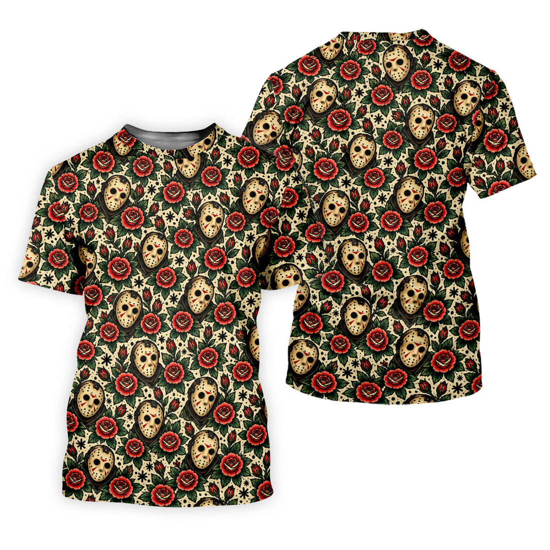 Rose Mask Halloween Horror Character Polo Shirt, Ladies Golf Shirts, Womens Golf Tops