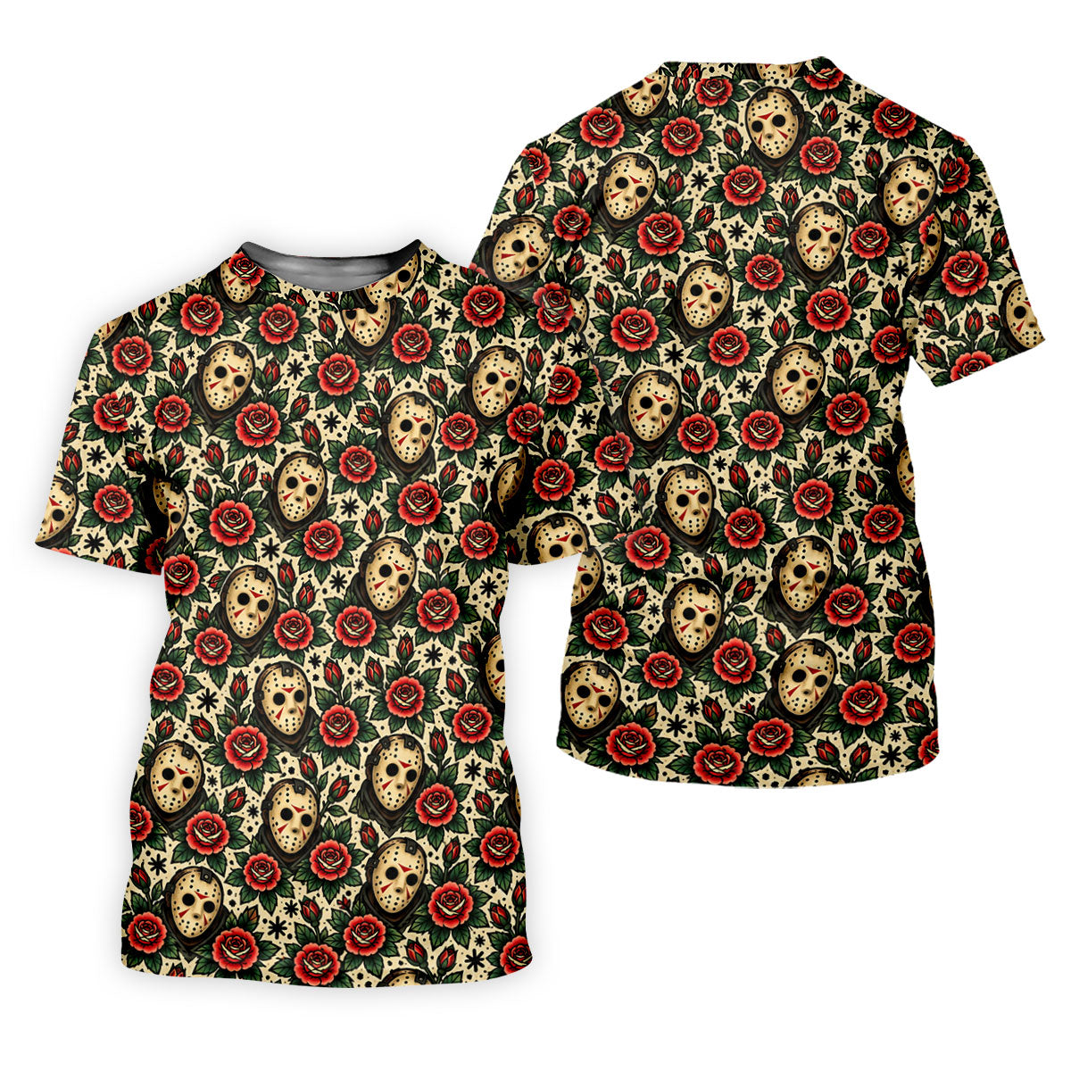 Rose Mask Halloween Horror Character Polo Shirt, Ladies Golf Shirts, Womens Golf Tops