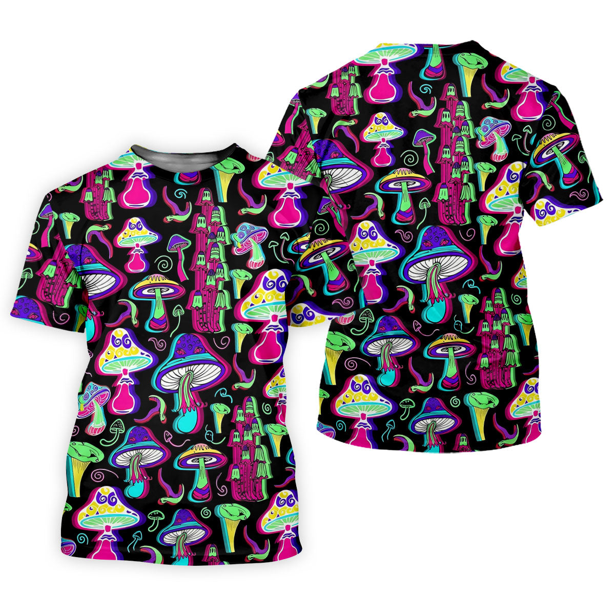 Black Neon Mushroom Pattern Golf Shirt, Women’s Golf Polo, Golf Shirts For Women, Performance Golf Shirt