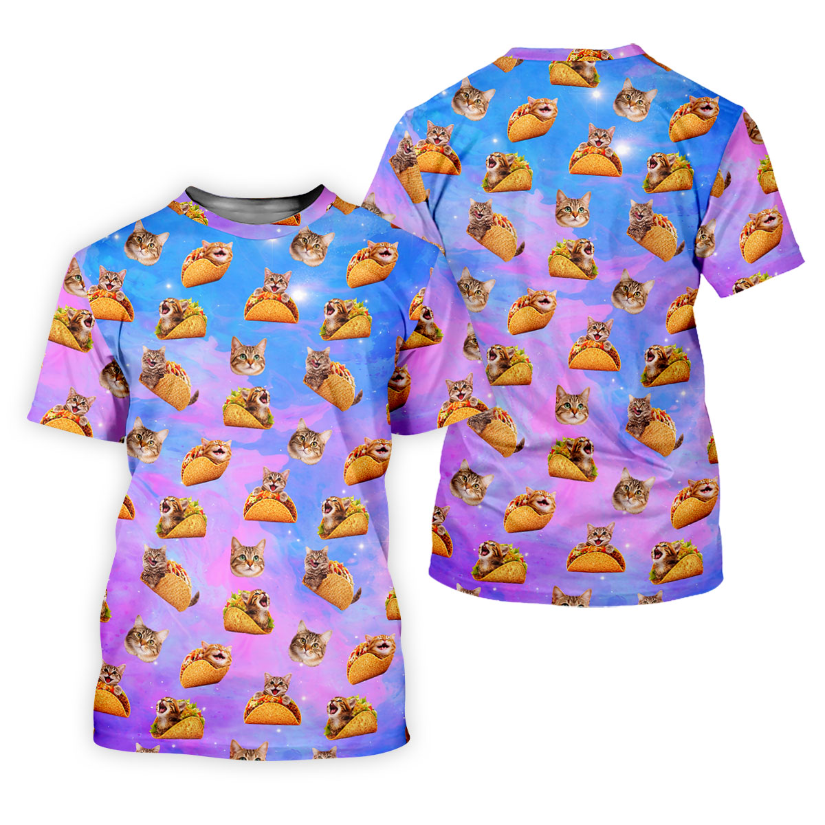 Funny Taco Cat Galaxy Pattern Golf Shirt, Mens Golf Apparel, Polo Shirts For Men