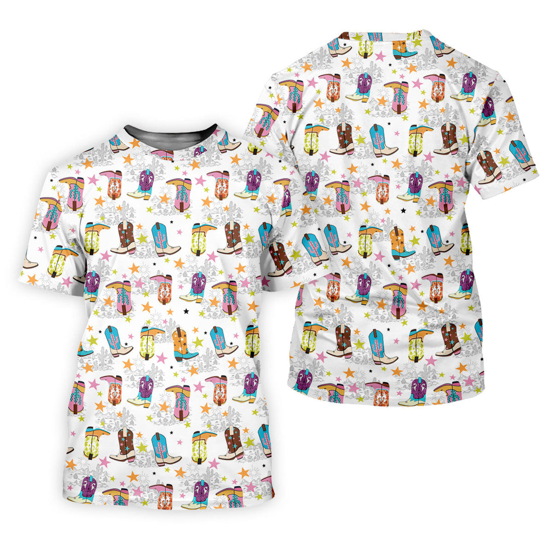 Colorful Western Cowboy Boots Pattern Hawaiian Golf Shirt, Golf Apparel For Men, Mens Golf Polo
