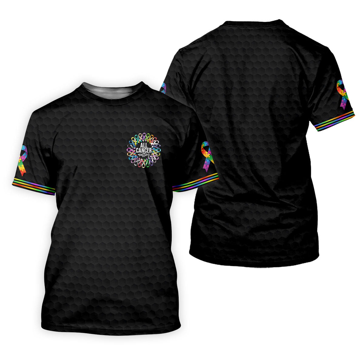 All Cancer Matters Multicolor Ribbon Golf Polo Shirt, Womens Golf Tops, Golf Shirts For Women