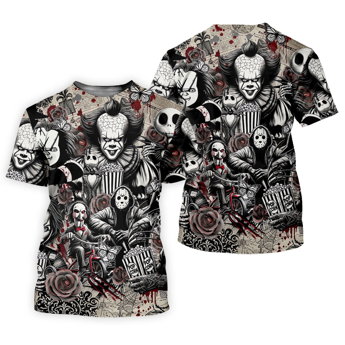 Horror Character Movie Collage Golf Polo Shirt, Women's Golf Polo, Hawaiian Golf Shirt