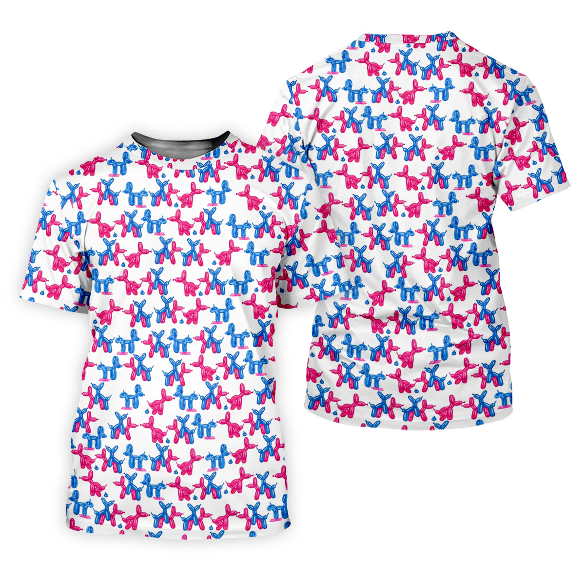 Funny Balloon Dog Pattern Golf Polo Shirt, Women's Golf Tops, Printed Golf Shirt